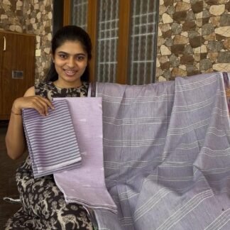 Purple cotton handloom 3 piece set