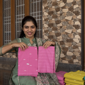 Handloom cotton pink top and bottom set