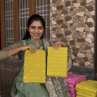 Handloom cotton yellow top and bottom set
