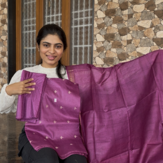 Katan 3 piece silk set with zari butta work