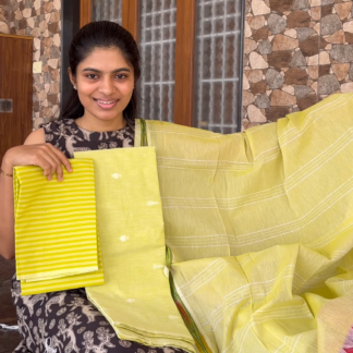 Lime yellow cotton handloom set