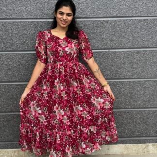Red georgette maxi