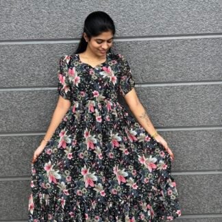 Black floral printed maxi
