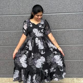Black floral printed maxi