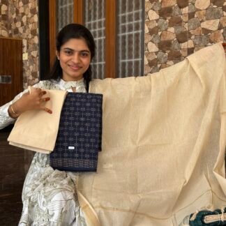 Navy blue handloom cotton set