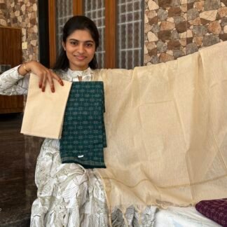 Peacock blue handloom cotton set