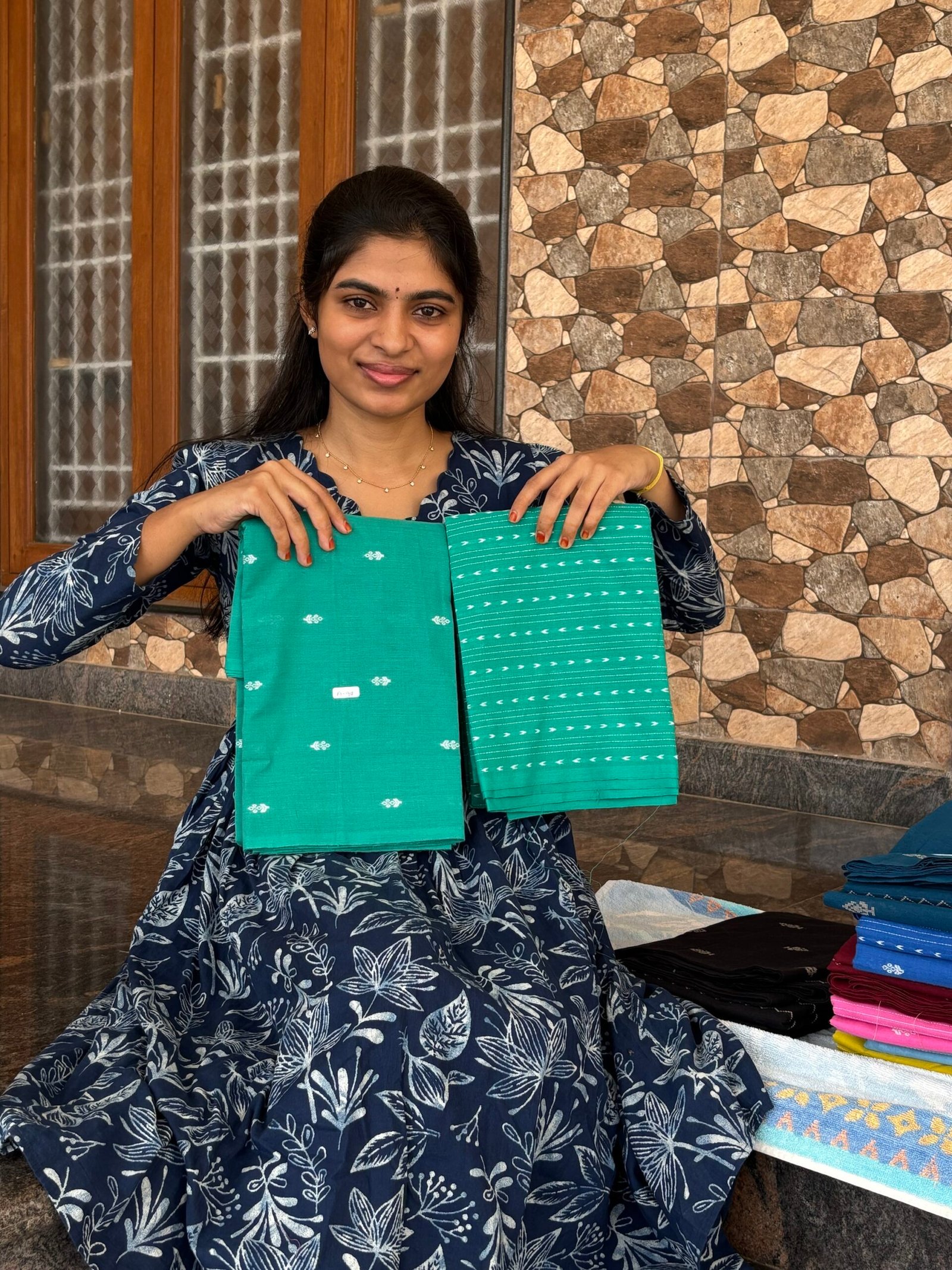 Rama green cotton coord