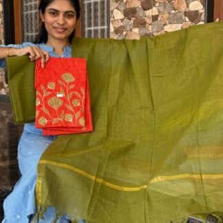Orange embroidered cotton suit