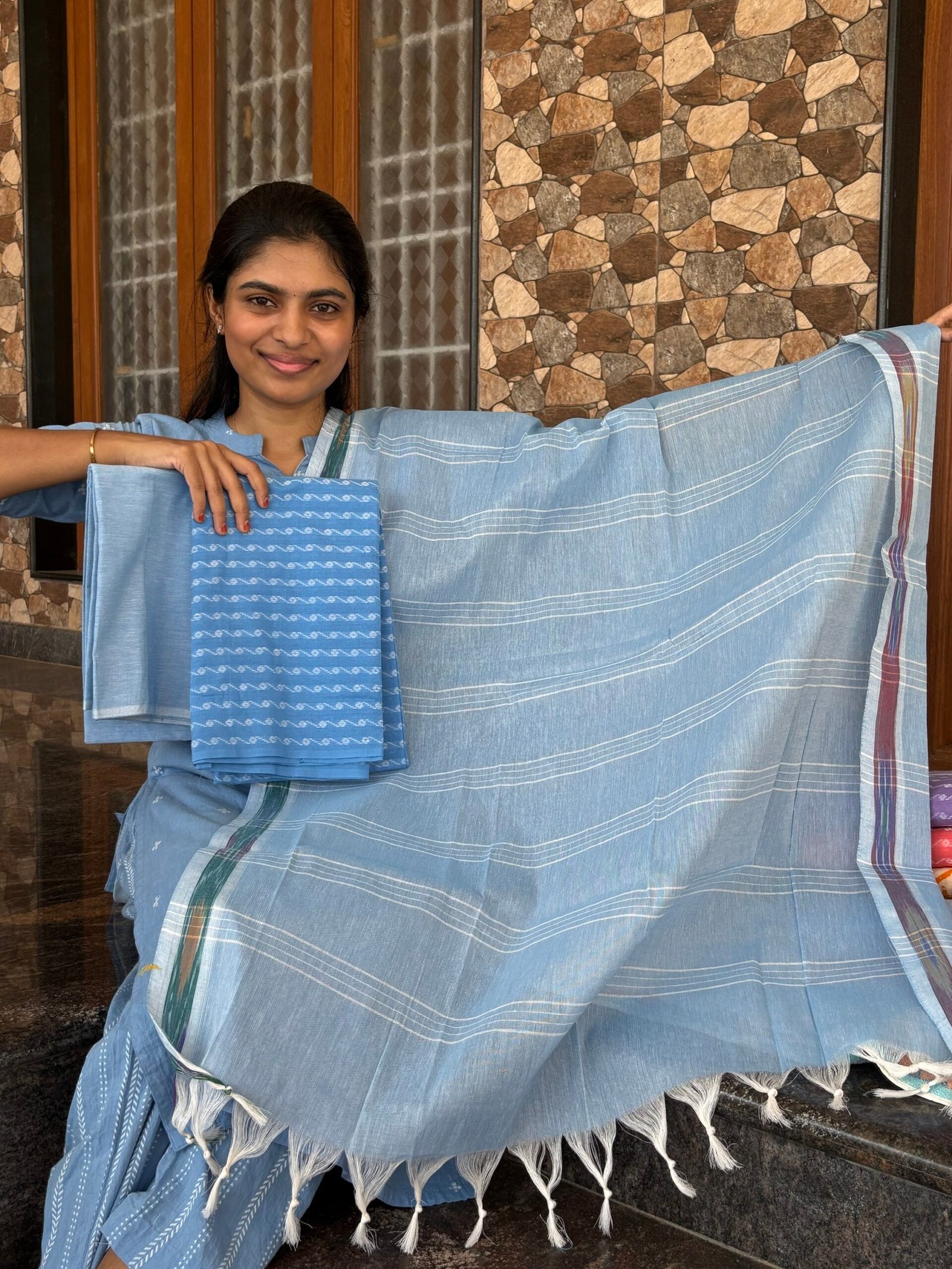 Blue soft cotton 3 piece
