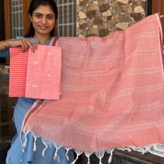Peach soft cotton stripes set