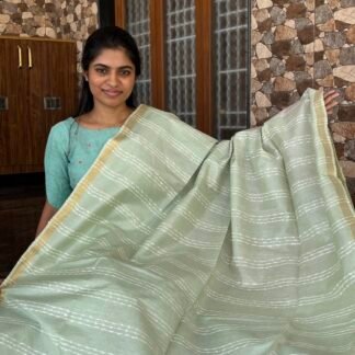 Mint green with pink katan silk sarees