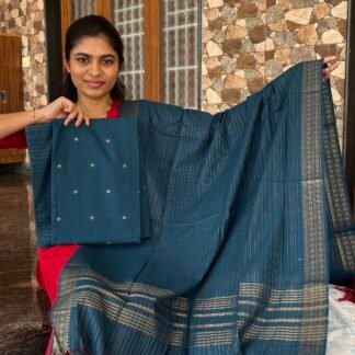 Premium Peacock Blue zari butta suit