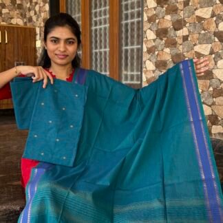 Peacock blue zari plain suit