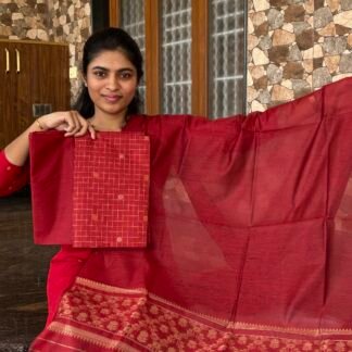 Red Mayuri silk set