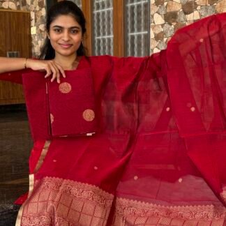 Red silk cotton suit(MS203)