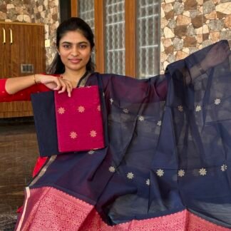 Pink with Navy silk cotton(MS04)