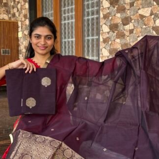Coffee brown silk cotton suit(MS205)