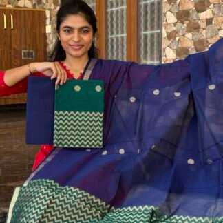 Peacock green with blue silk cotton(MS207)