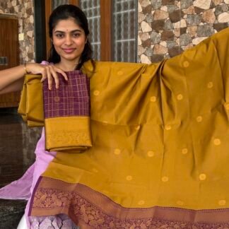 Purple with Honey yellow Kanchi silk set(KS01)
