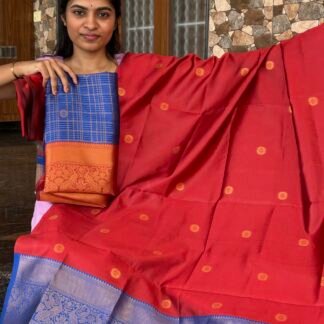 Royal blue with red Kanchi silk set(KS04)