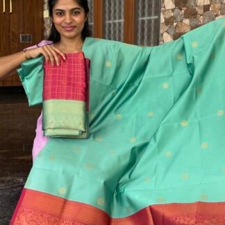 Pink with blue Kanchi silk salwar(KS05)