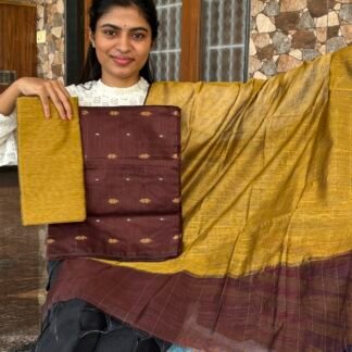 Brown golden raw silk set