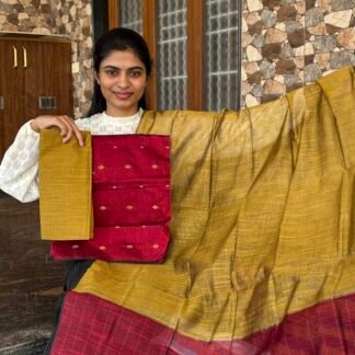 Red golden raw silk set