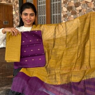 Purple golden raw silk set
