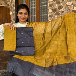 Grey golden raw silk set