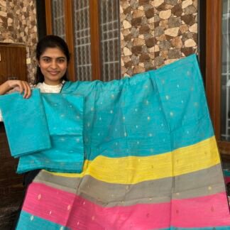 Budget Blue fancy raw silk
