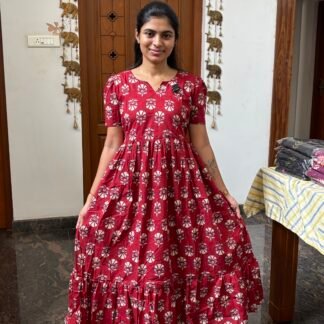 Red Jaipur cotton maxi