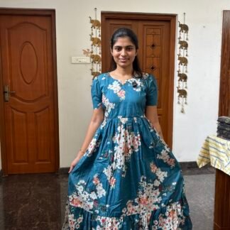 Aqua blue Jaipur cotton maxi