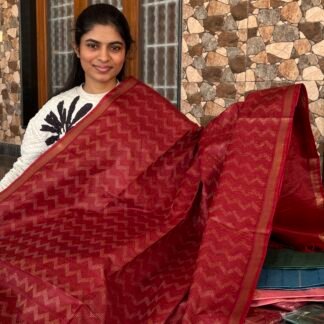 Maroon Cotton saree