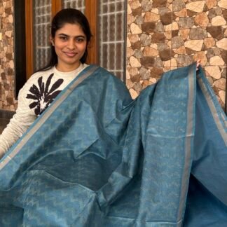 Blue cotton saree