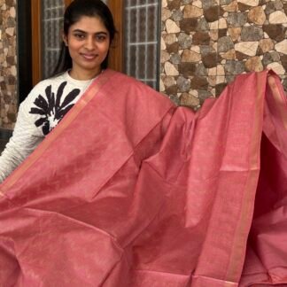 Peach Cotton saree