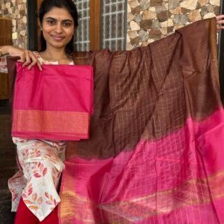 Pink with Brown Mangalagiri silk set