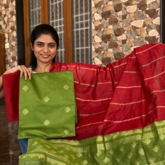 Parrot green with Red Kolam