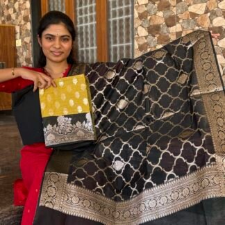 Yellow with black Brocade suit
