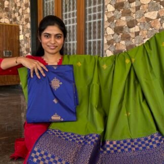 Blue and green Kolam soft silk