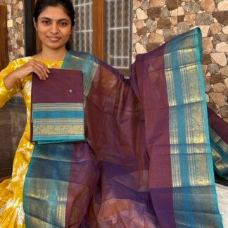 Purple with blue kanchi cotton set
