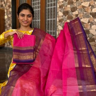 Pink with purple Kanchi cotton