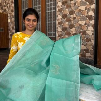 Premium cotton saree(Seablue)