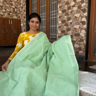 Green cotton saree