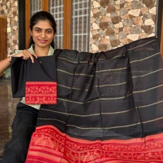 Black and red raw silk suit
