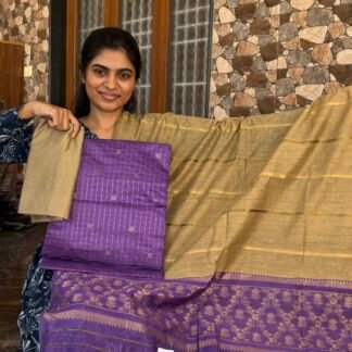 Lavender with Half white Mayuri silk