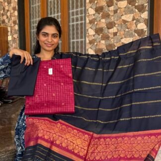 Pink with Navy Mayuri silk
